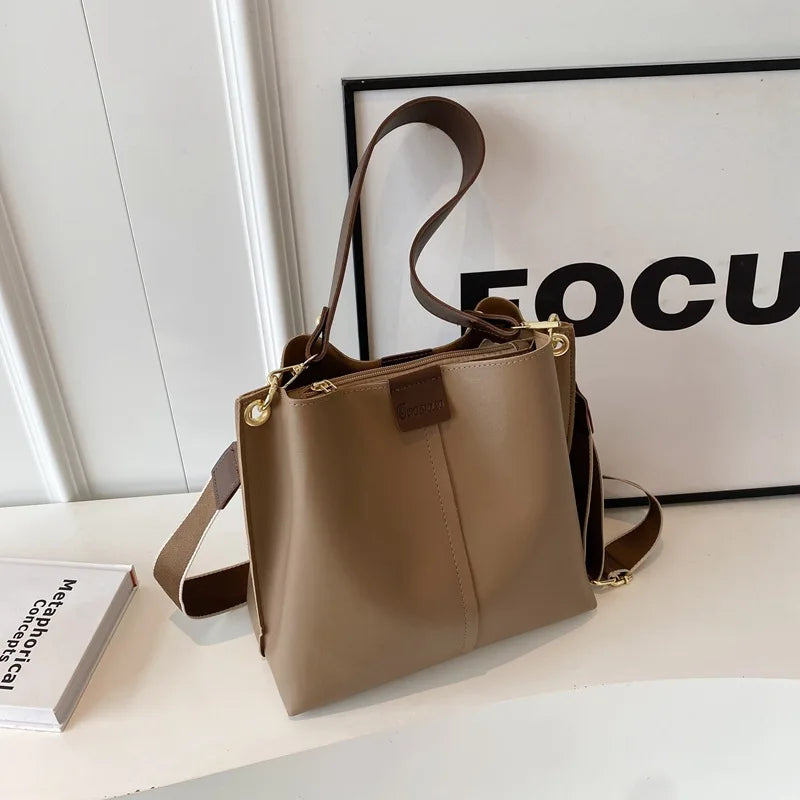 Textured Two-Strap Bucket Bag