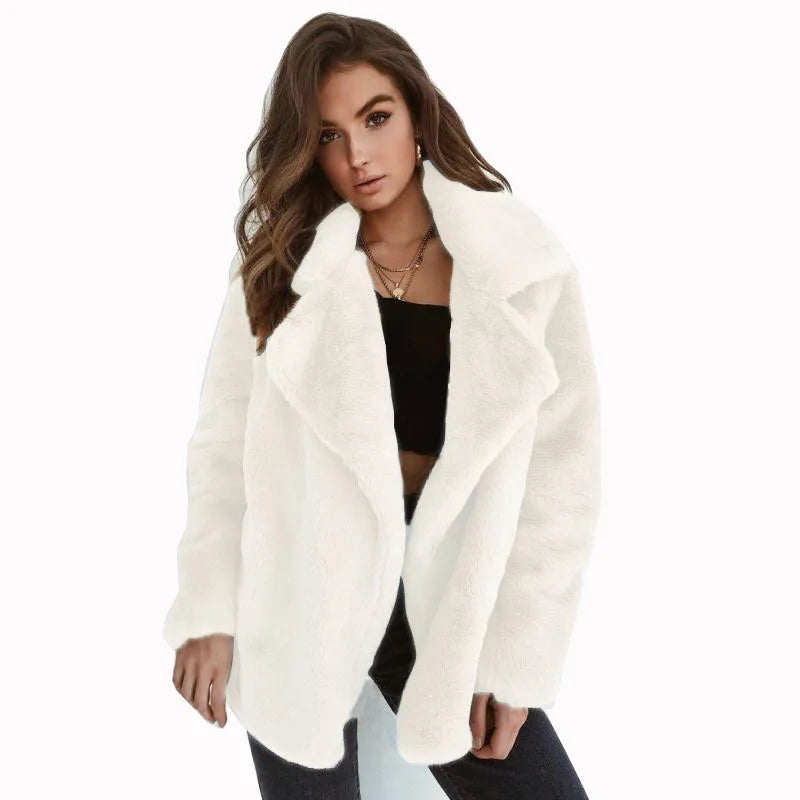 Slim Fit Plush Lapel Jacket Women's