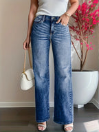 Elastic Waist Wide Leg Jeans