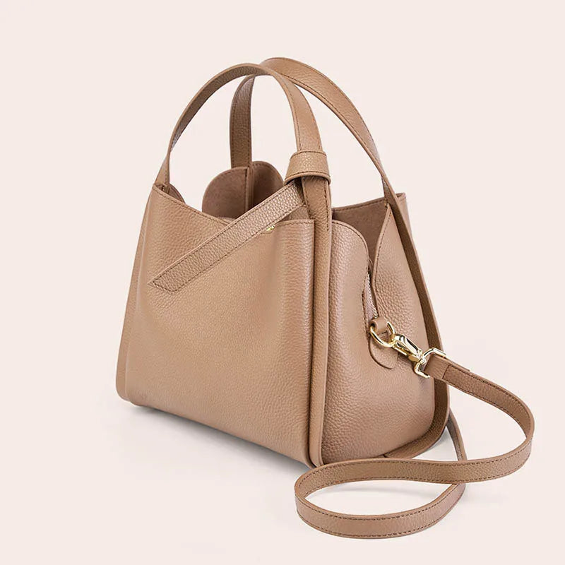 Soft Cowhide Leather Bucket Bag