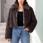 Faux Fur Turn-Down Collar Coat