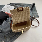 Woven Straw Flap Crossbody Bag