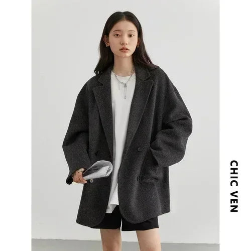 Double-Sided Wool Blend Coat