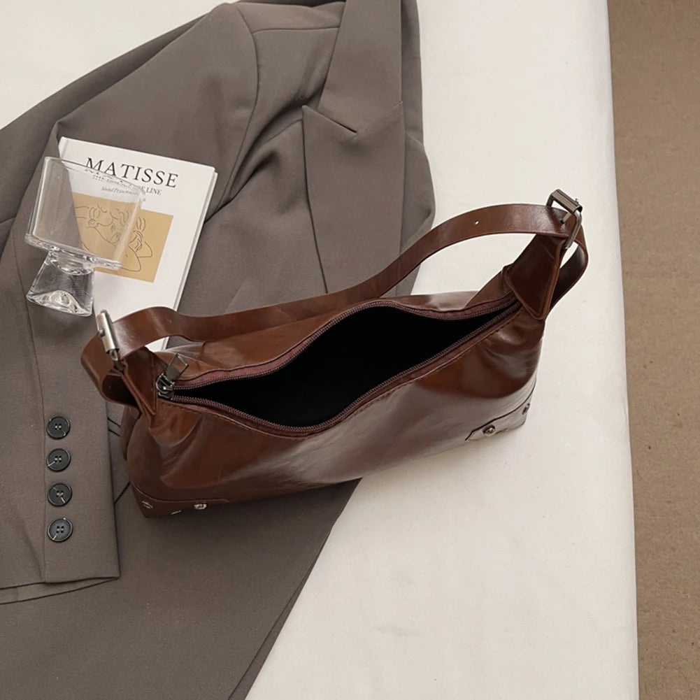 Studded Vintage PU Hobo Bag