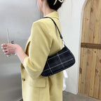 Plaid Oxford Chain Mini Pouch