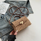 Woven Straw Flap Crossbody Bag