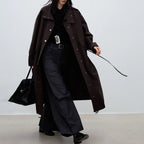 Brown Loose Fit Long Coat