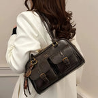 Coffee Brown Letter Crossbody Bag