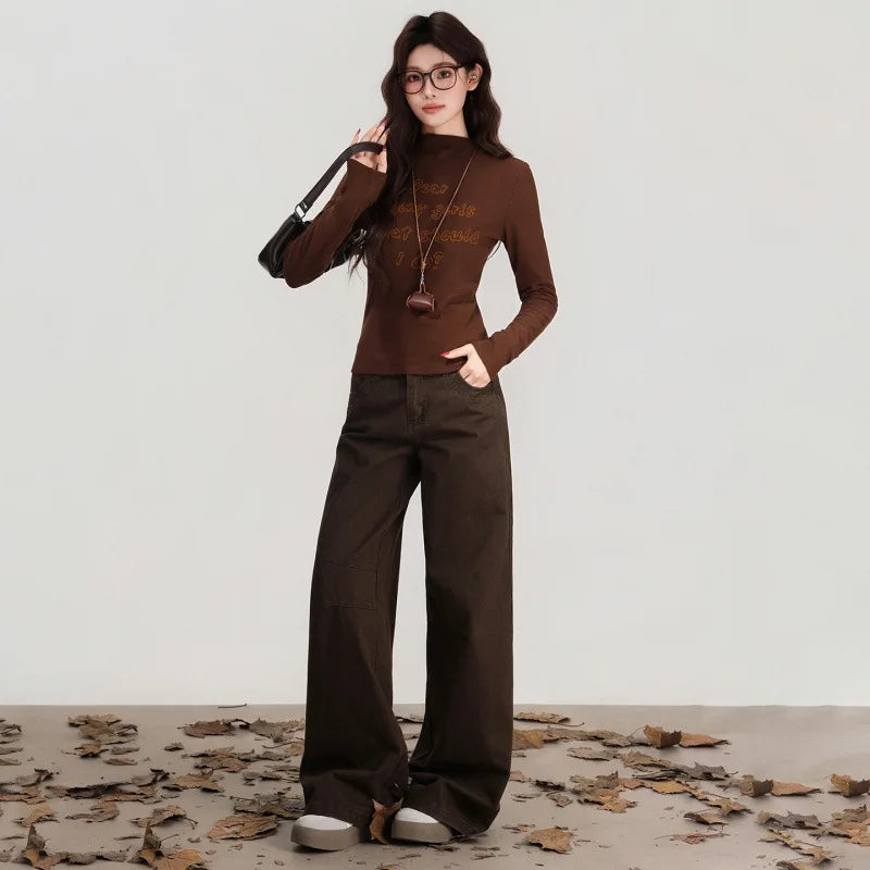 Caramel Letter Print Long Sleeve