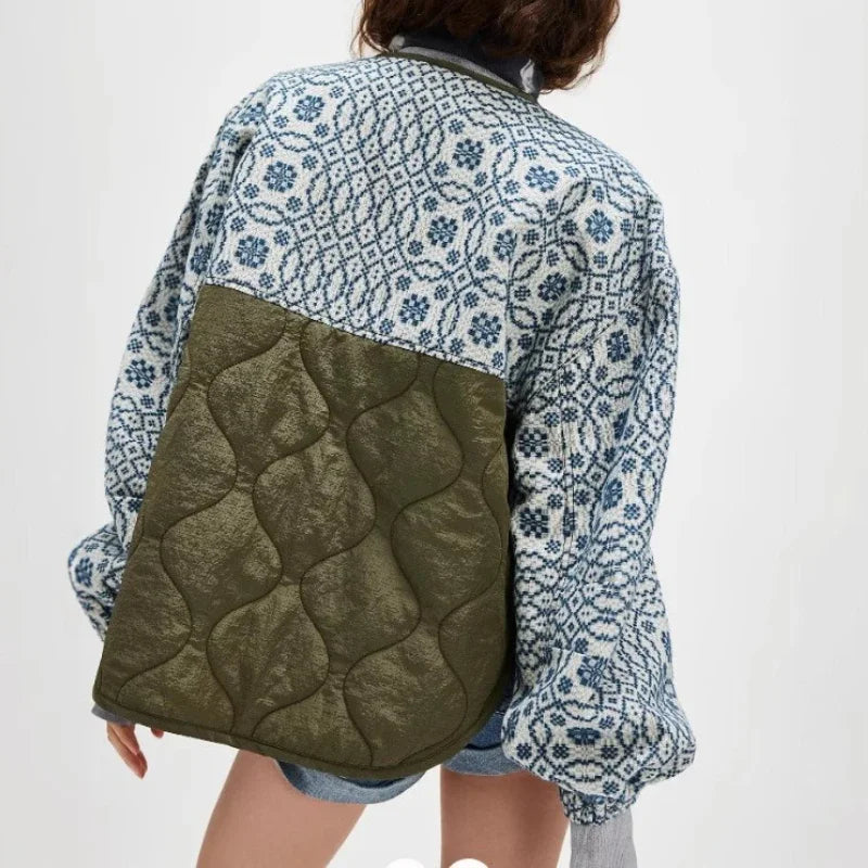 Patchwork Sleeve Streetwear Jacket Women's