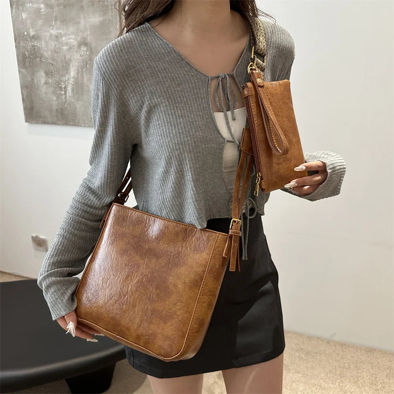 Square Vegan Leather Crossbody Bag