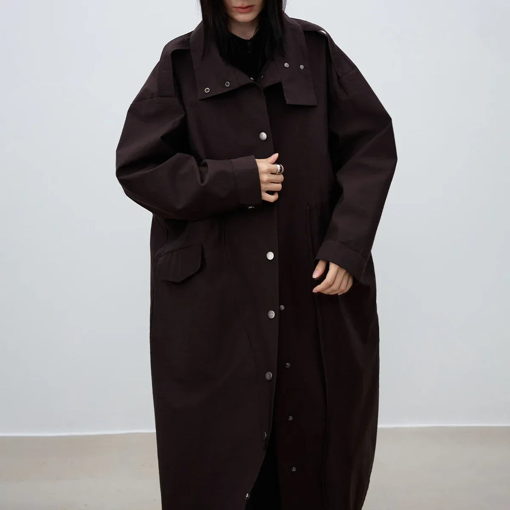 Brown Loose Fit Long Coat