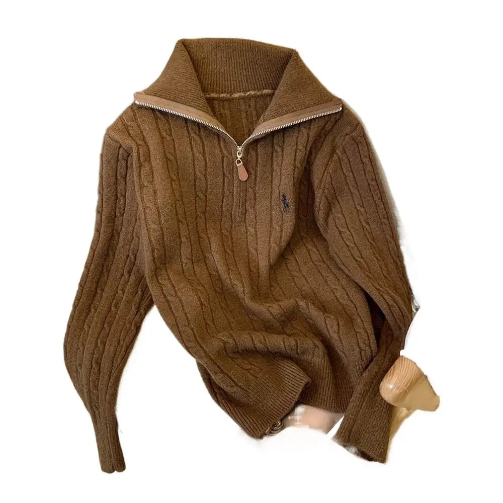 Women's Half-Zip Polo Neck Sweater