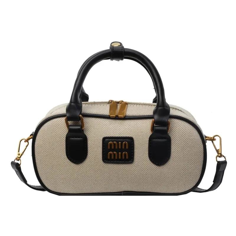 Canvas Baguette Crossbody Messenger Bag