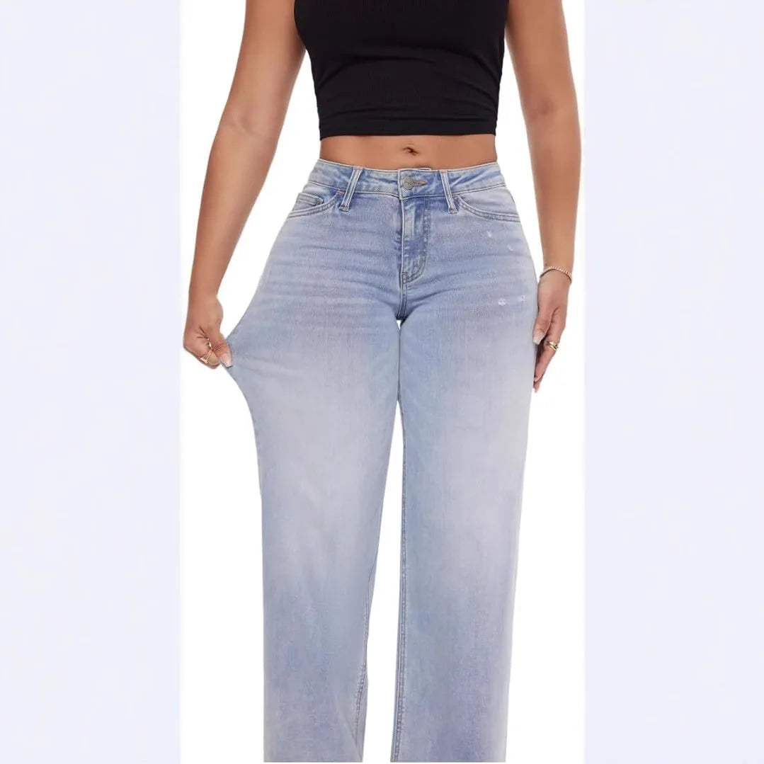Wide Leg Hip Lifting Jeans
