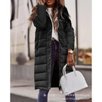 Mid-Length Hooded Puffer Cardigan Jacket