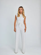 Sleeveless Wide-Leg Office Jumpsuit