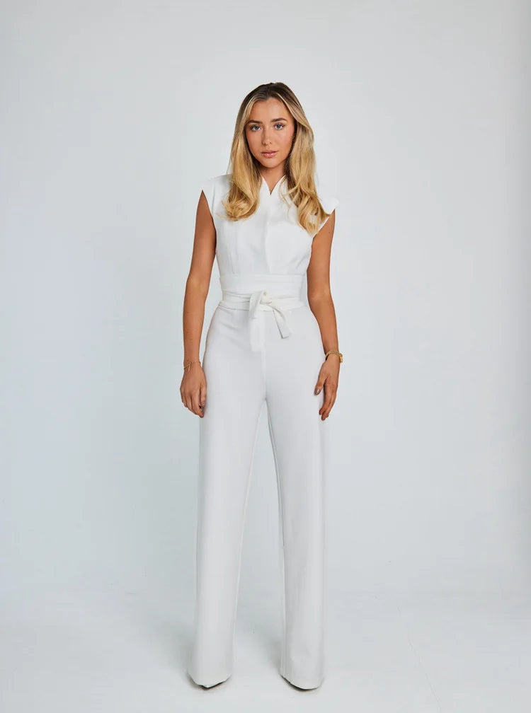 Sleeveless Wide-Leg Office Jumpsuit