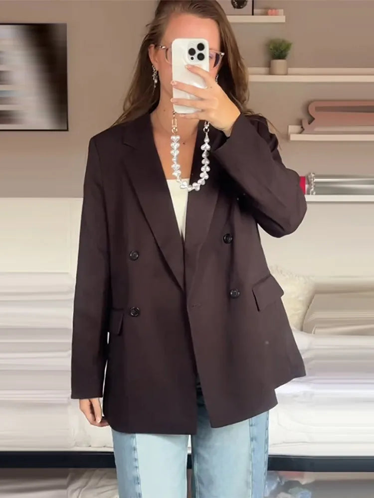 Loose Double-Breasted Short Sleeve Blazer