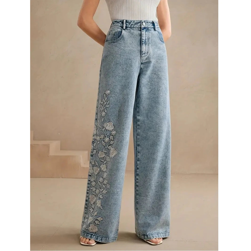 Y2K Plus Size Embroidered Jeans