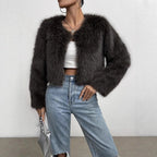 Women's Faux Fur Short Cardigan Jacket