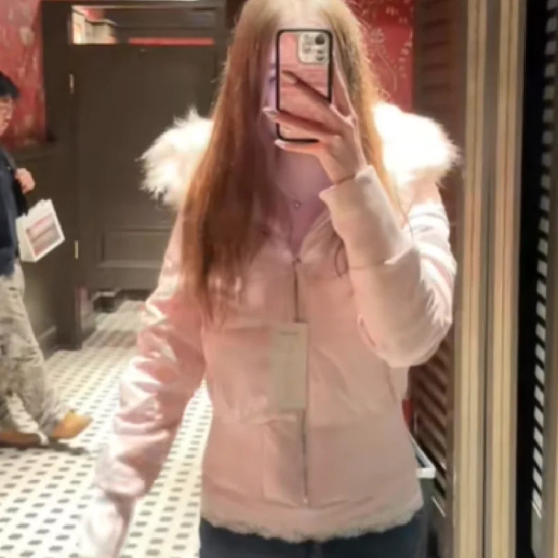 Women's Fur Collar Hooded Puffer Jacket