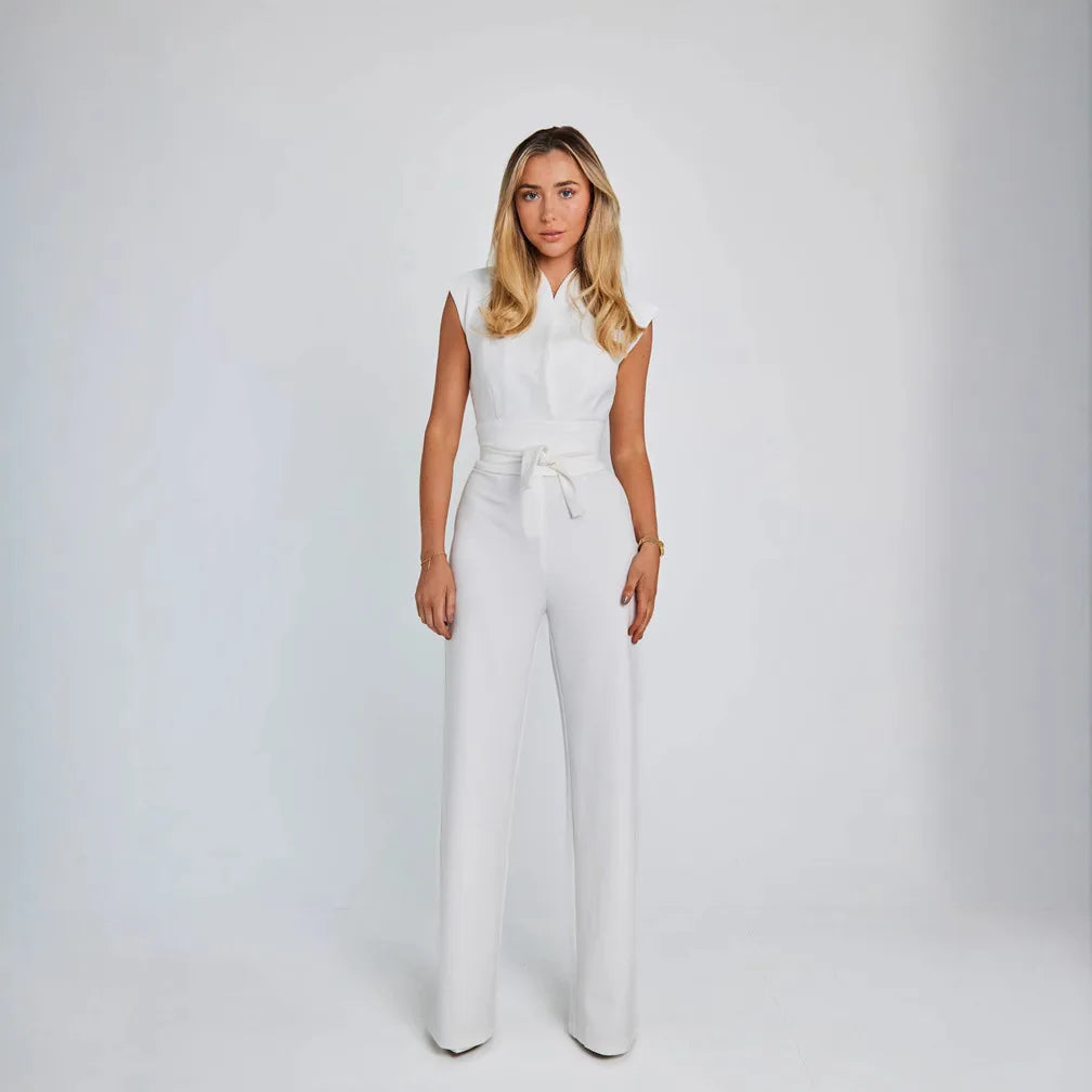 Sleeveless Wide-Leg Office Jumpsuit