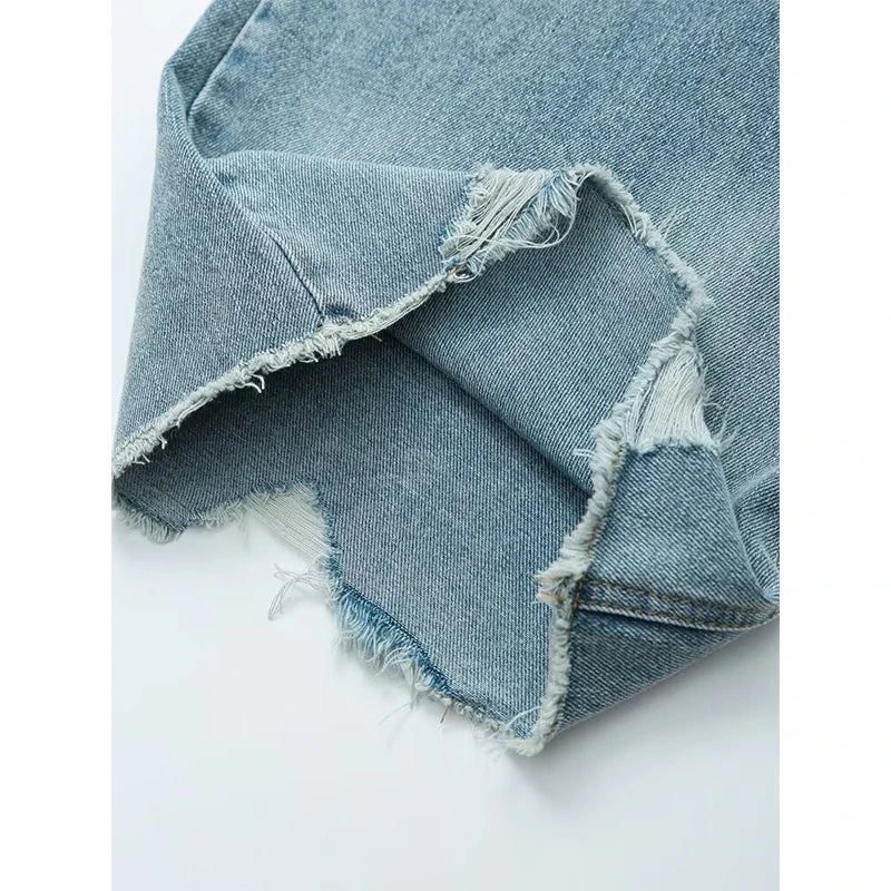 Vintage Ripped Wide Leg Jeans
