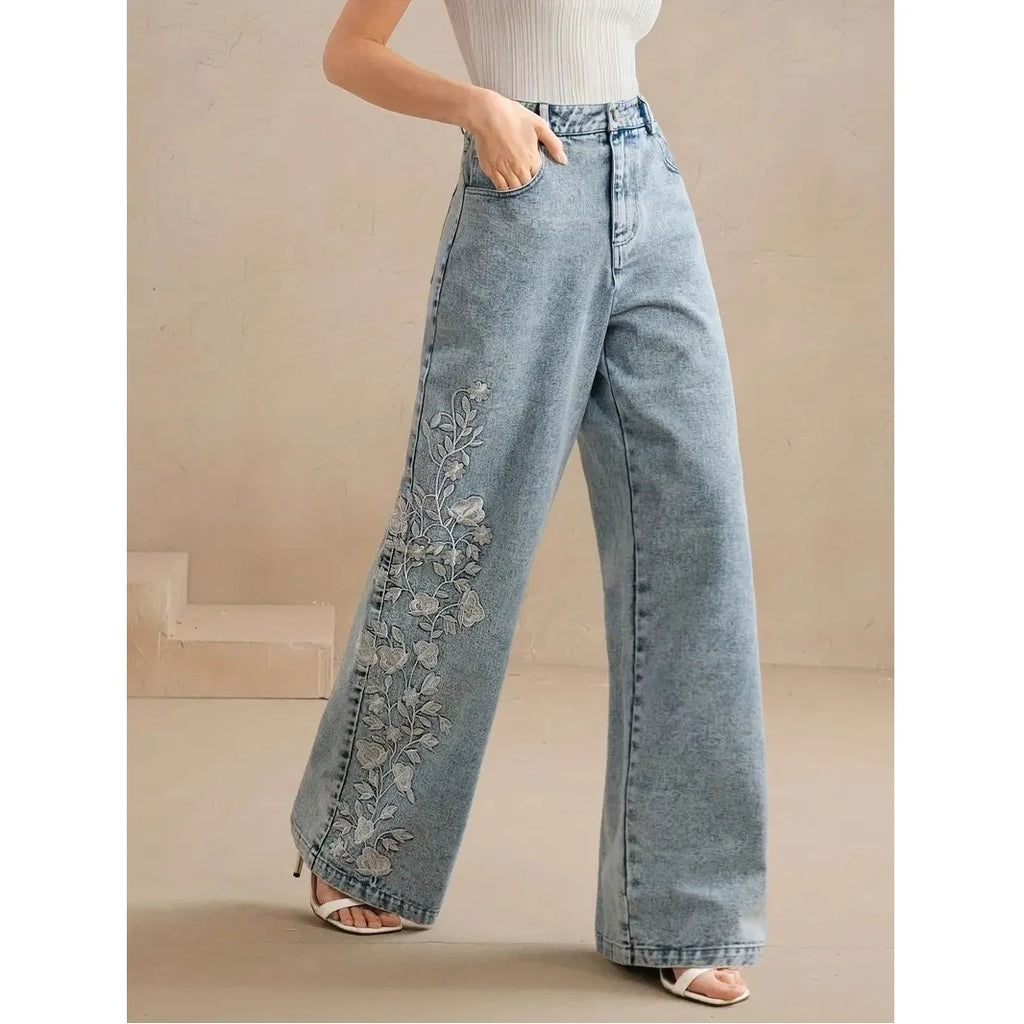 Y2K Plus Size Embroidered Jeans