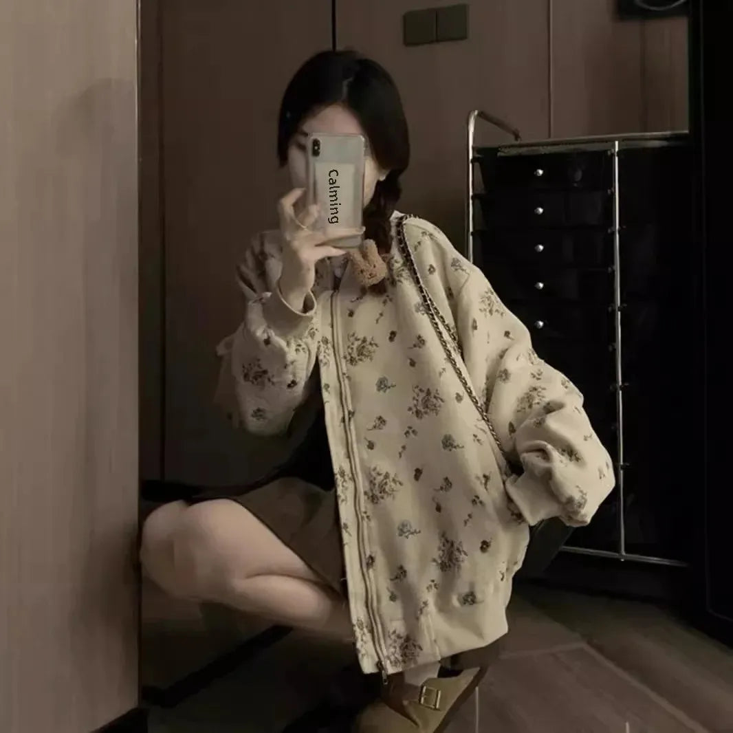 Velvet Jacquard Cropped Baseball Jacket