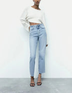 Light Wash Straight Leg Jeans