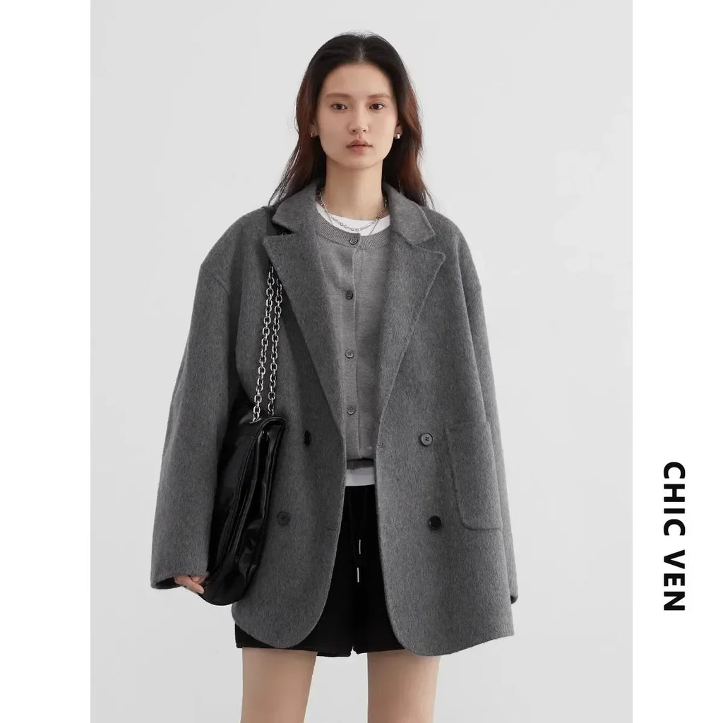 Double-Sided Wool Blend Coat