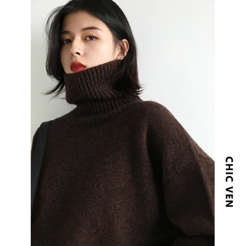 Loose Turtleneck Pullover Sweater Women's