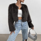 Women's Faux Fur Short Cardigan Jacket