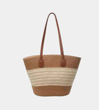 Striped Paper Weave Shoulder Bag