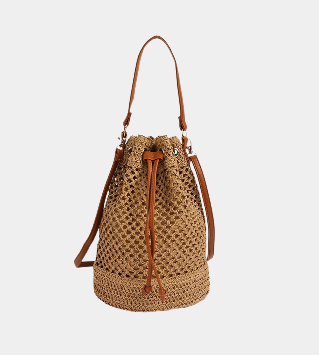 Stylish Straw Weave Bucket Purse