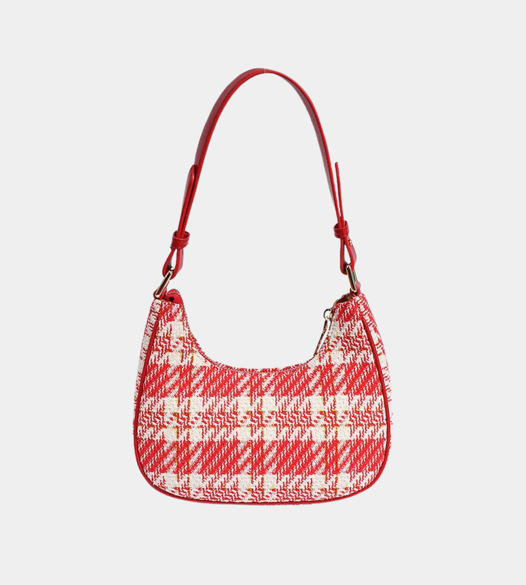 Plaid Half Moon Canvas Bag