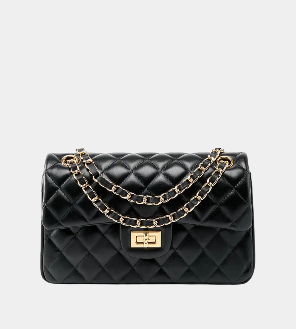 Diamond Stitch Leather Chain Bag