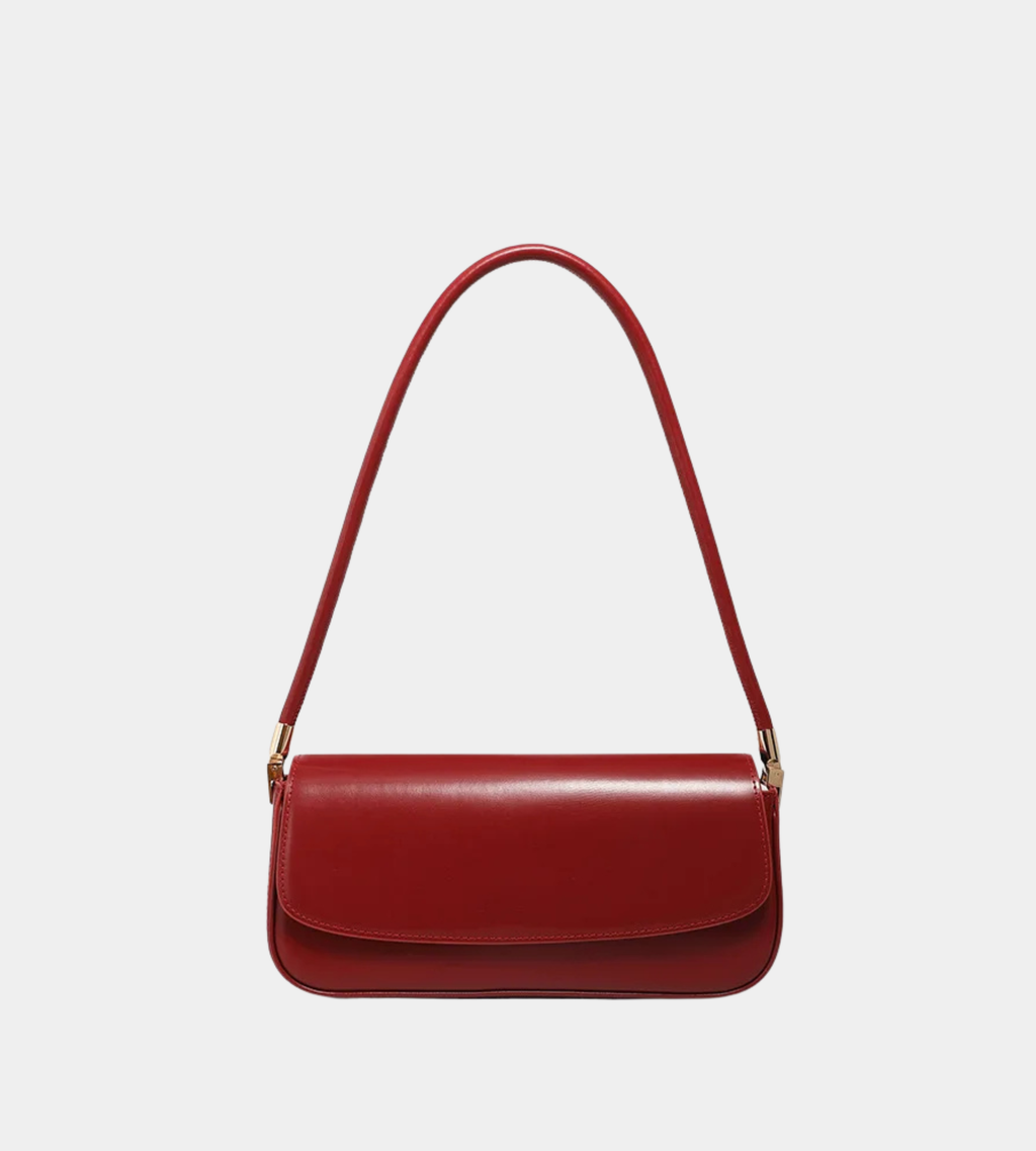 Drawstring Cowhide Leather Shoulder Bag