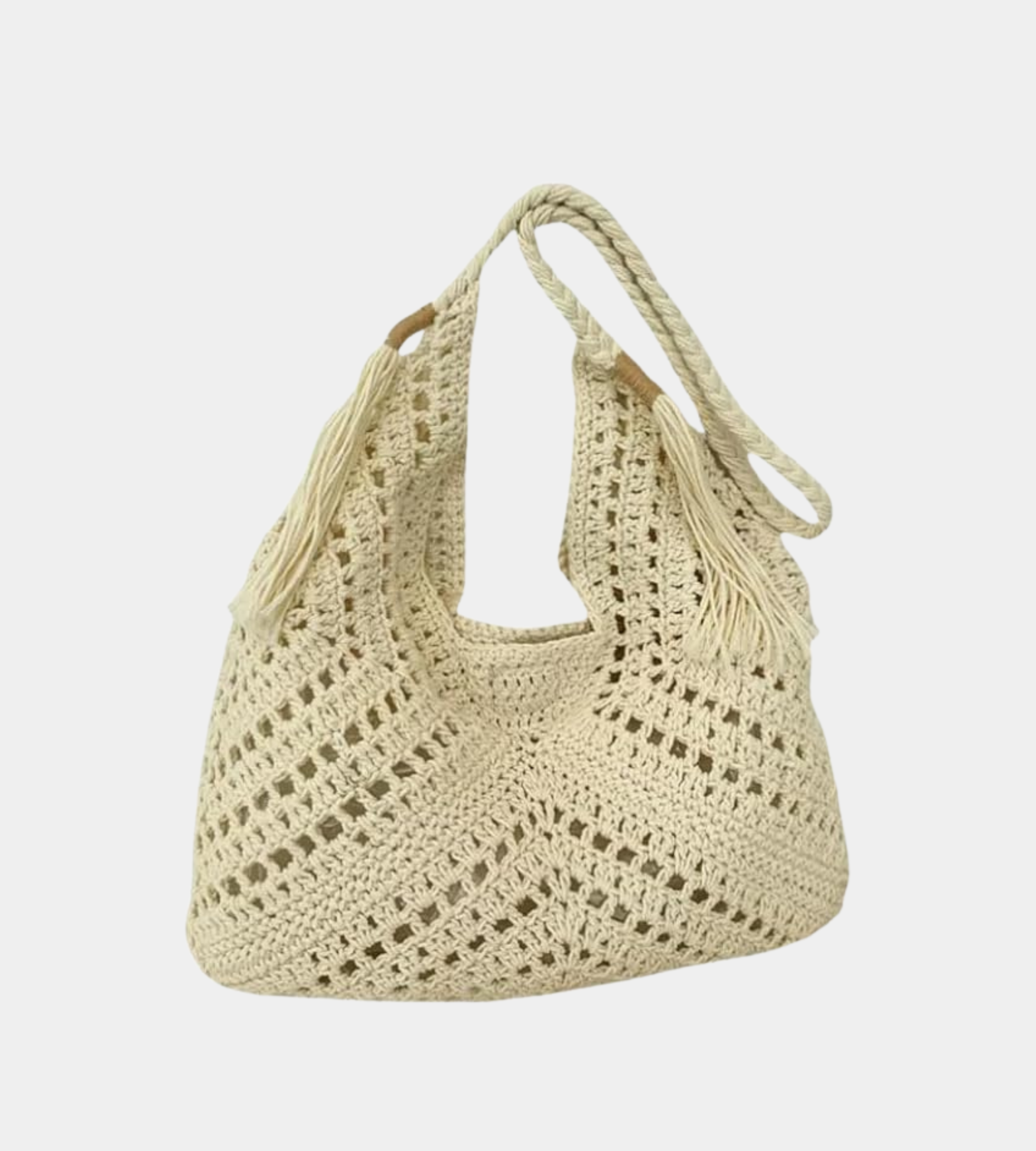 Cotton Woven Tassel Shoulder Bag