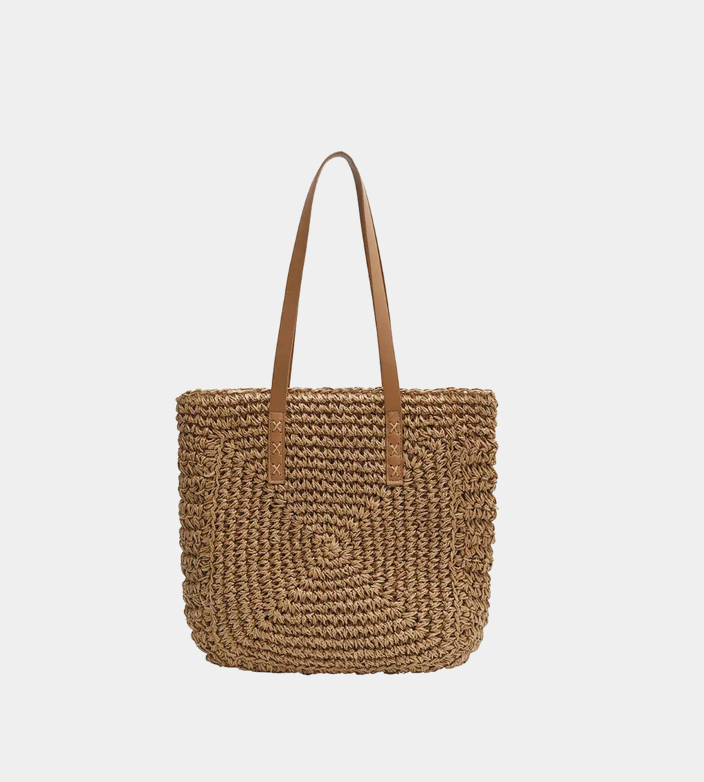 Round Paper Woven Tote Bag