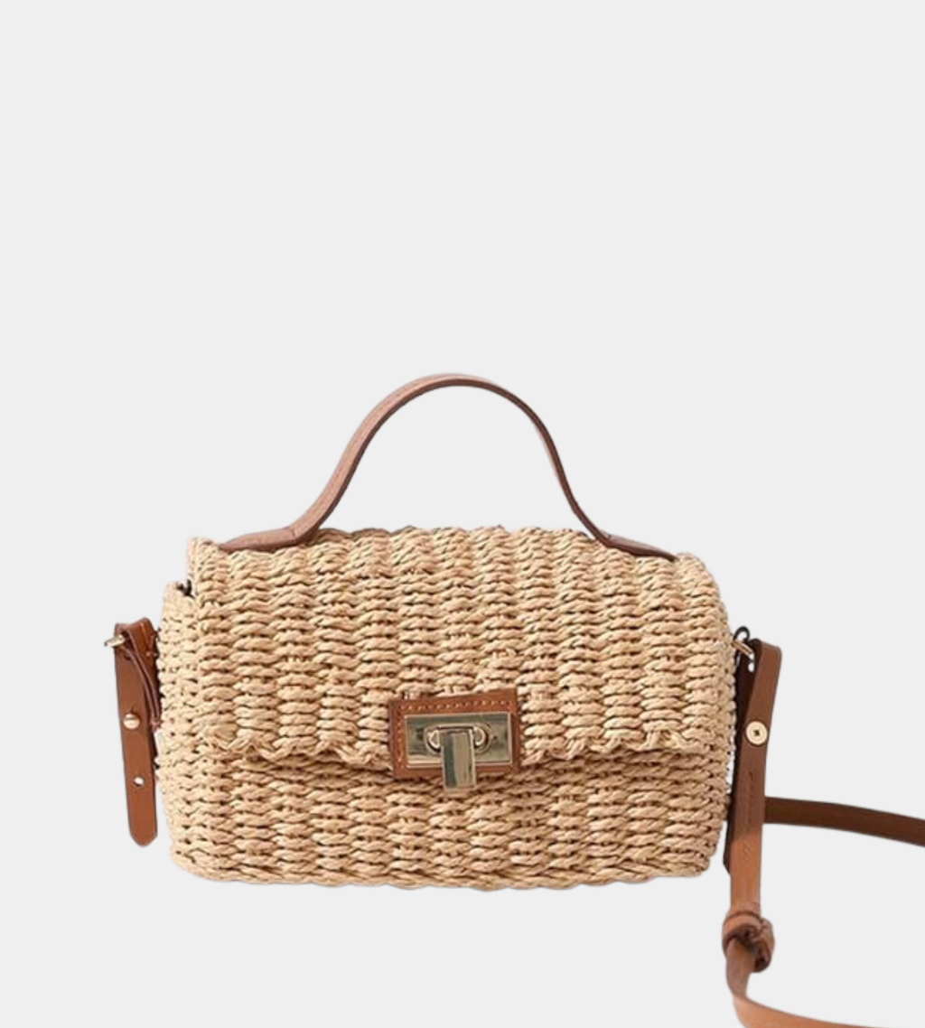Woven Straw Flap Crossbody Bag