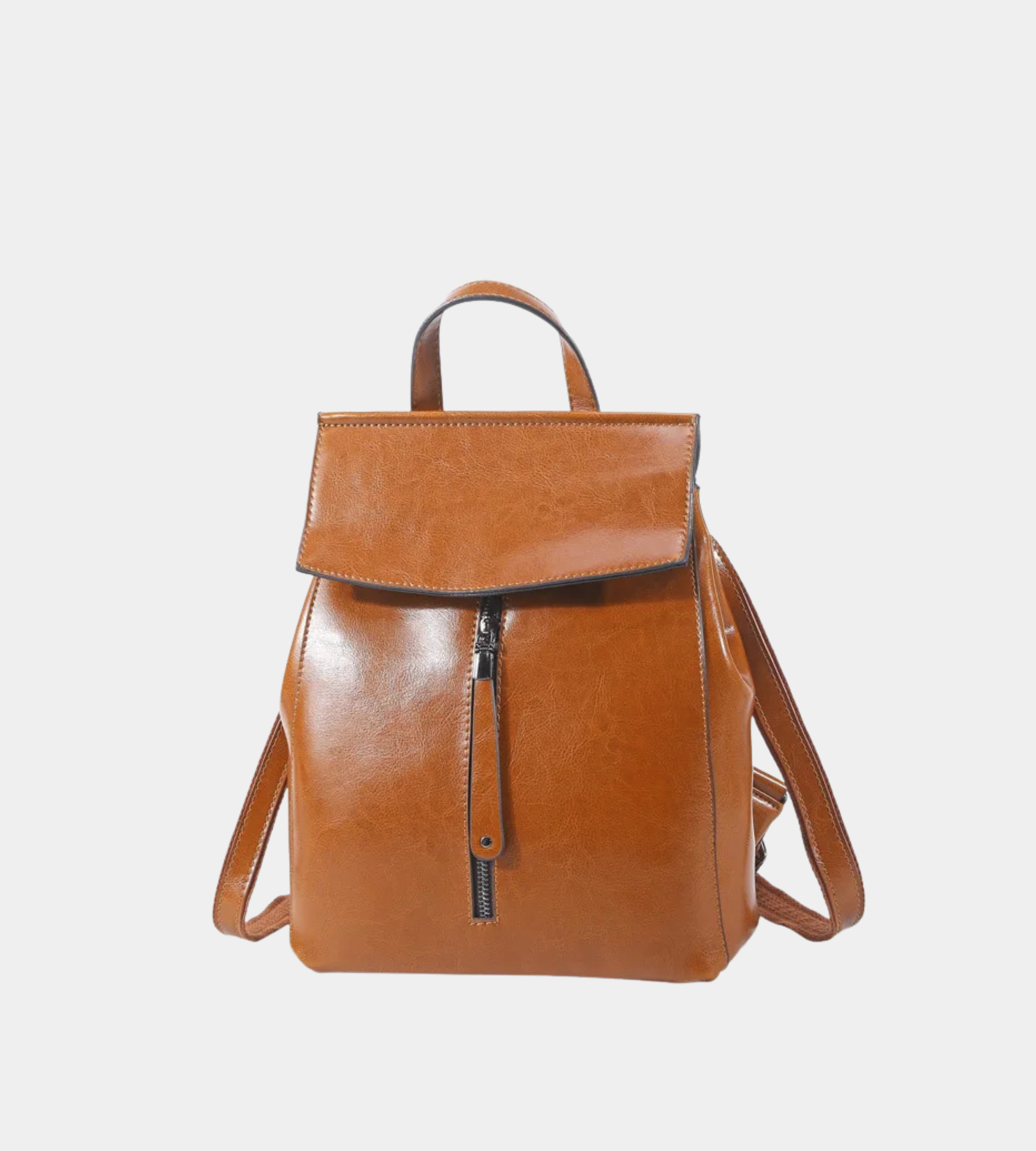 Multi-Zip Leather Clamshell Backpack
