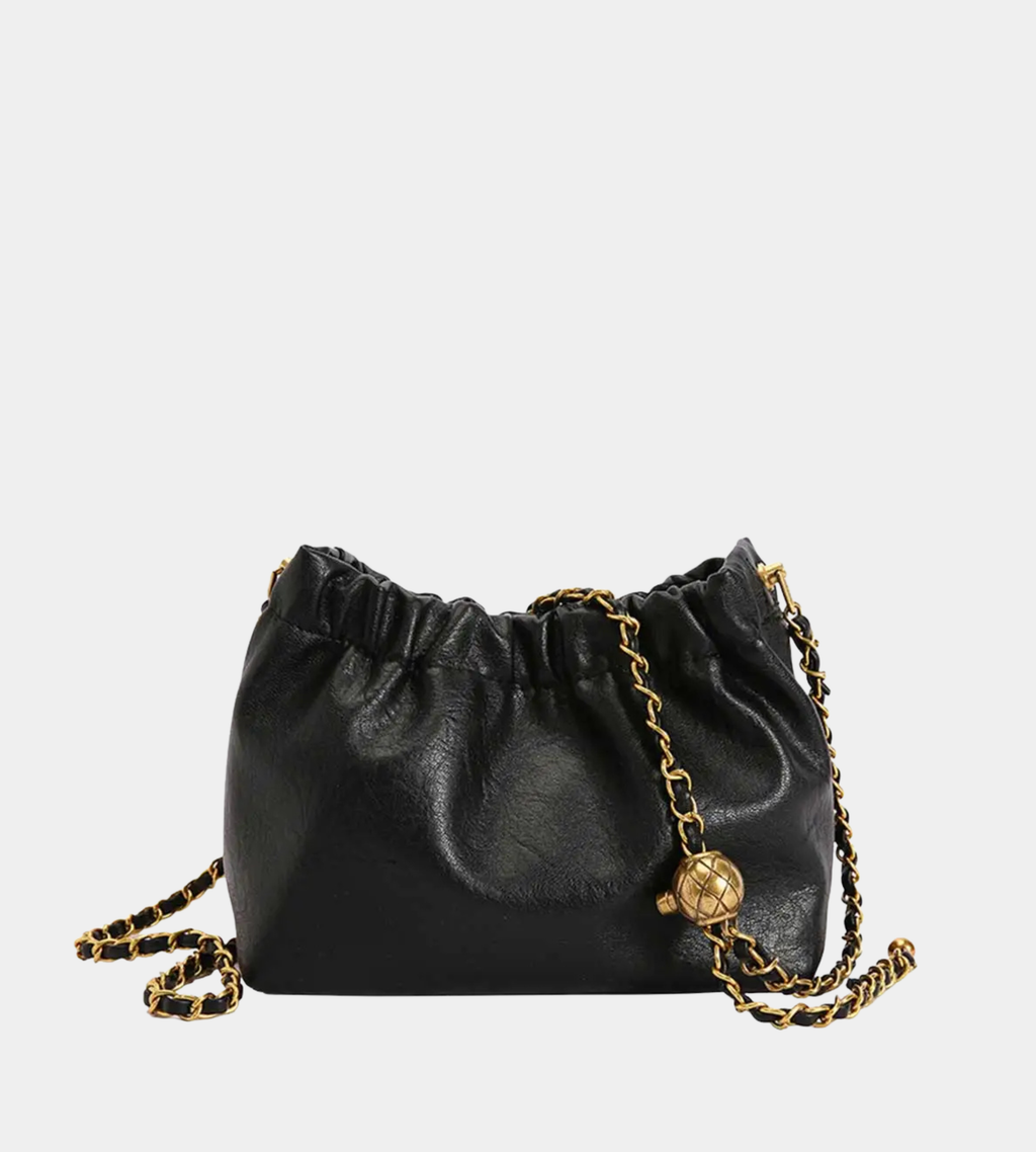 Pleated Chain-Strap Hobo Bag