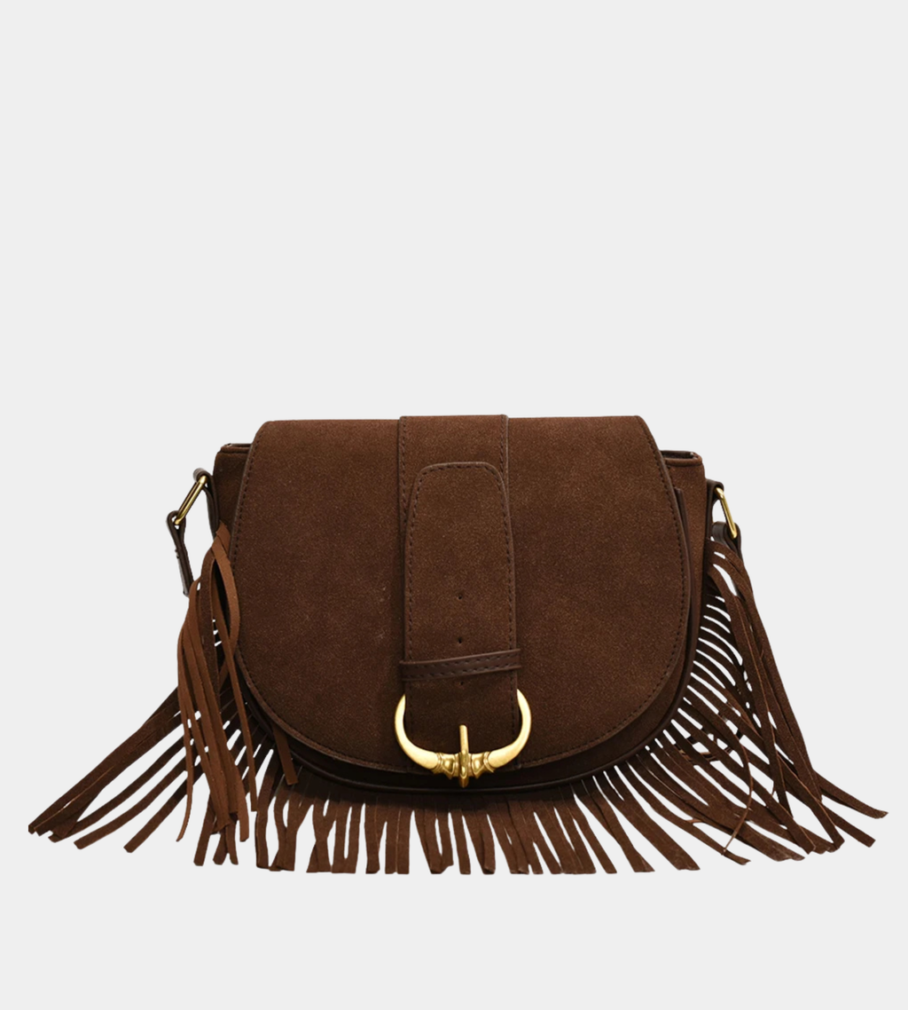 Suede Tassel Crossbody Box Bag