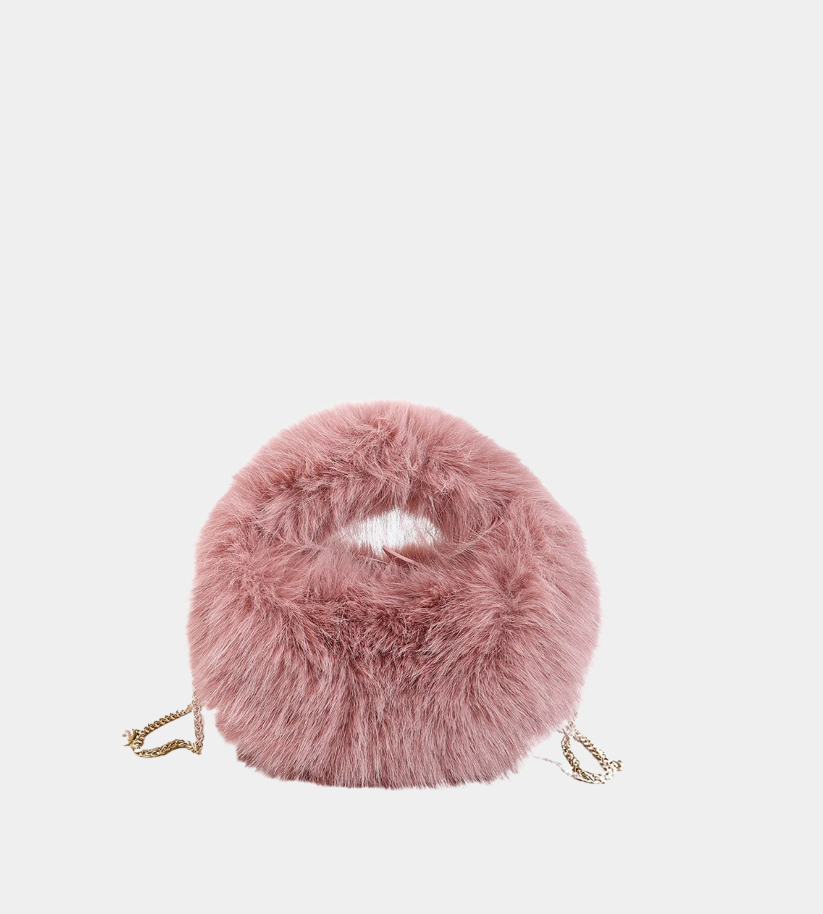 Pearl Accent Circular Fur Bag