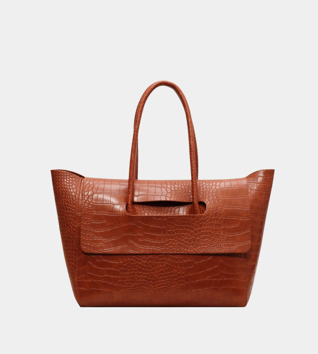 Textured Flap Top Handle Bag