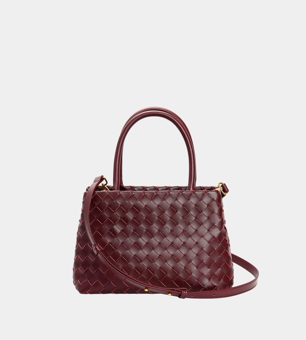 Handwoven Leather Bucket Crossbody Bag